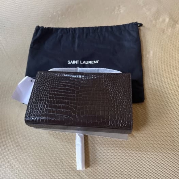 YSL - Saint Laurent - Medium Kate Tassel Bag – Crocodile –deep, chocolate brown - Picture 3 of 4